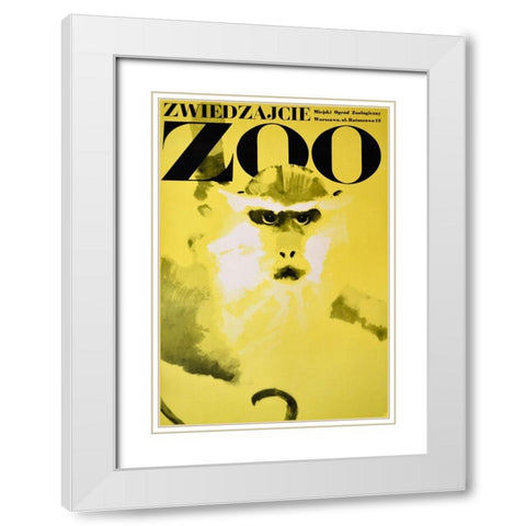 Monkey-Zoo White Modern Wood Framed Art Print with Double Matting by Vintage Apple Collection