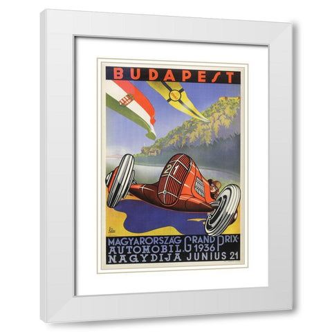 Budapest Travel White Modern Wood Framed Art Print with Double Matting by Vintage Apple Collection