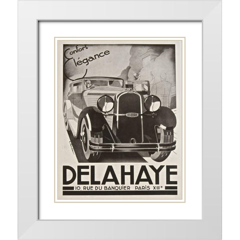 Delahaye White Modern Wood Framed Art Print with Double Matting by Vintage Apple Collection