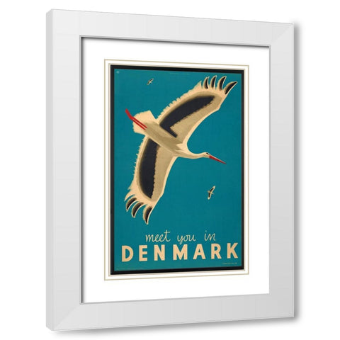 Denmark White Modern Wood Framed Art Print with Double Matting by Vintage Apple Collection