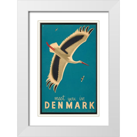 Denmark White Modern Wood Framed Art Print with Double Matting by Vintage Apple Collection