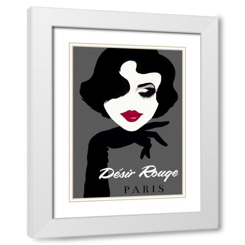 Desire Rouge White Modern Wood Framed Art Print with Double Matting by Vintage Apple Collection