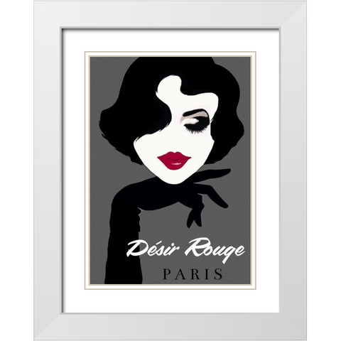Desire Rouge White Modern Wood Framed Art Print with Double Matting by Vintage Apple Collection