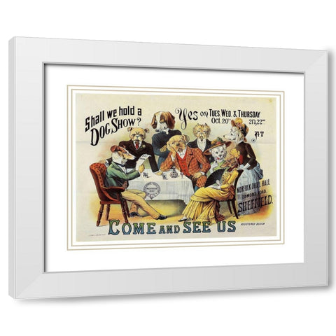 Dog Show White Modern Wood Framed Art Print with Double Matting by Vintage Apple Collection