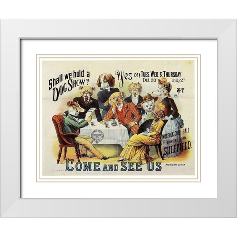 Dog Show White Modern Wood Framed Art Print with Double Matting by Vintage Apple Collection