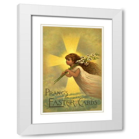 Easter Cards White Modern Wood Framed Art Print with Double Matting by Vintage Apple Collection