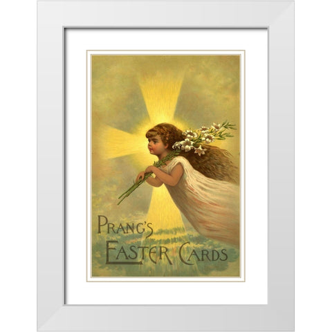 Easter Cards White Modern Wood Framed Art Print with Double Matting by Vintage Apple Collection