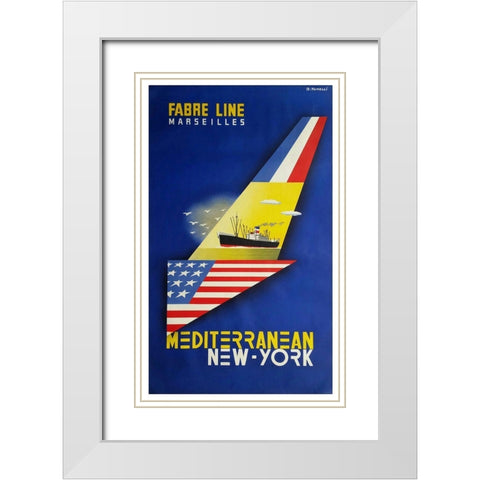 Fabre White Modern Wood Framed Art Print with Double Matting by Vintage Apple Collection