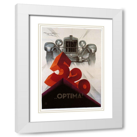 fiat 520 White Modern Wood Framed Art Print with Double Matting by Vintage Apple Collection