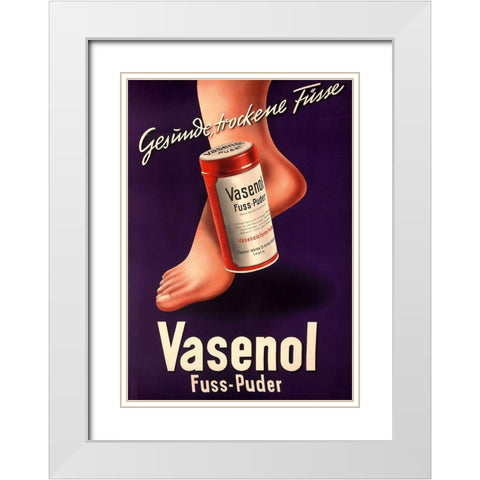 Foot Powder White Modern Wood Framed Art Print with Double Matting by Vintage Apple Collection