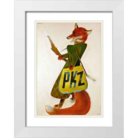 fox pkz White Modern Wood Framed Art Print with Double Matting by Vintage Apple Collection