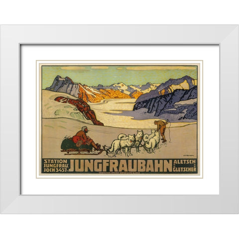 Jungfraubahn White Modern Wood Framed Art Print with Double Matting by Vintage Apple Collection