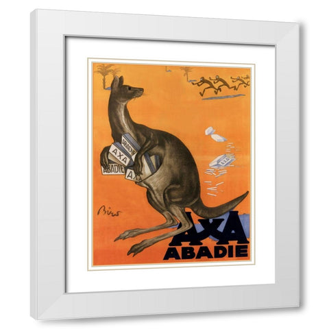 Kangaroo White Modern Wood Framed Art Print with Double Matting by Vintage Apple Collection