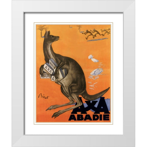 Kangaroo White Modern Wood Framed Art Print with Double Matting by Vintage Apple Collection