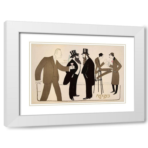 Maxims 1902 White Modern Wood Framed Art Print with Double Matting by Vintage Apple Collection