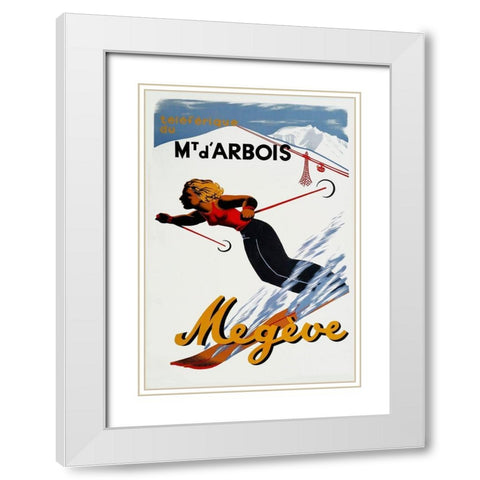 Megeve White Modern Wood Framed Art Print with Double Matting by Vintage Apple Collection