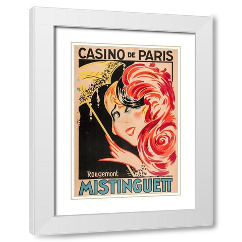Mistinguett White Modern Wood Framed Art Print with Double Matting by Vintage Apple Collection