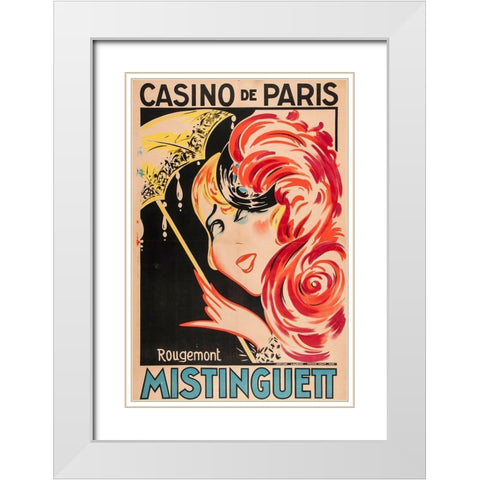 Mistinguett White Modern Wood Framed Art Print with Double Matting by Vintage Apple Collection