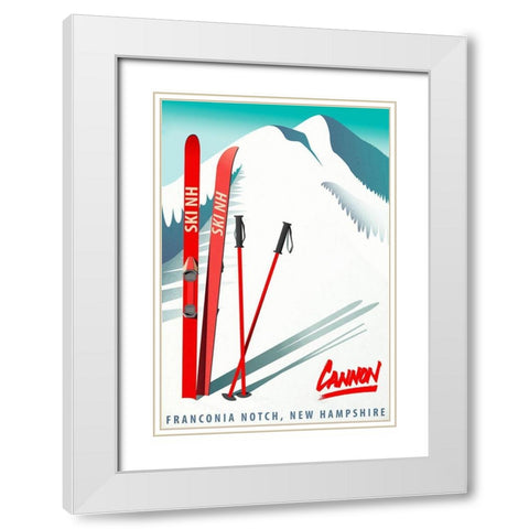 New Hampshire White Modern Wood Framed Art Print with Double Matting by Vintage Apple Collection