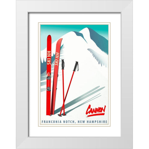 New Hampshire White Modern Wood Framed Art Print with Double Matting by Vintage Apple Collection