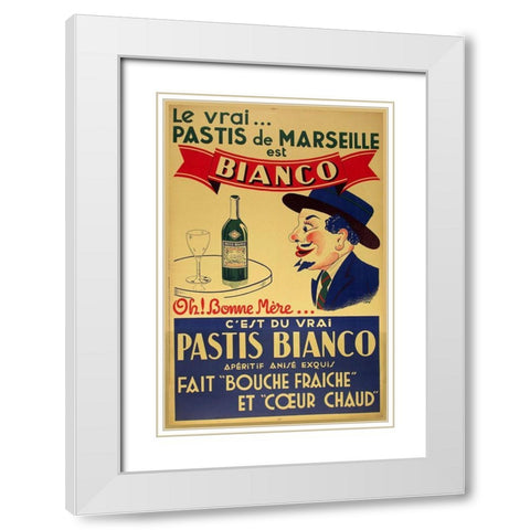 Pastis Bianco White Modern Wood Framed Art Print with Double Matting by Vintage Apple Collection