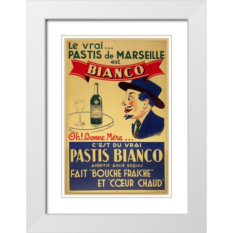 Pastis Bianco White Modern Wood Framed Art Print with Double Matting by Vintage Apple Collection