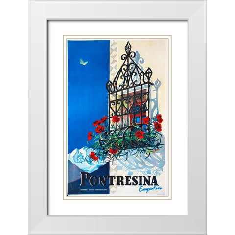 Pontresina White Modern Wood Framed Art Print with Double Matting by Vintage Apple Collection