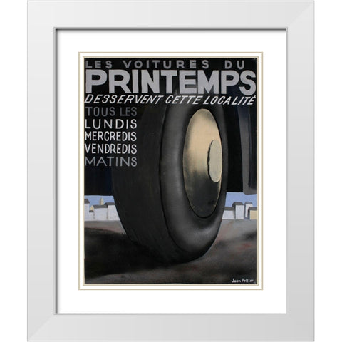 Printemps Tires White Modern Wood Framed Art Print with Double Matting by Vintage Apple Collection