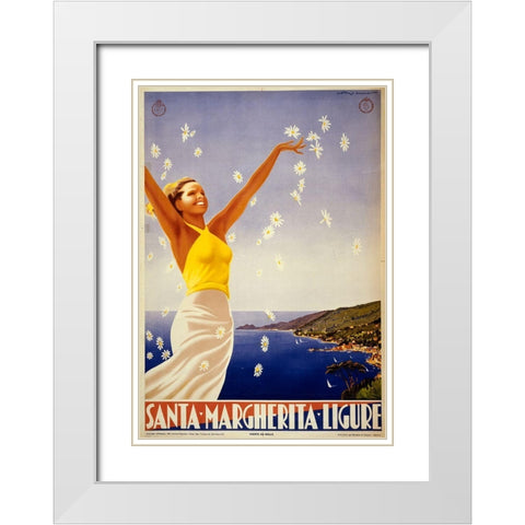 Santa Margherita Ligure White Modern Wood Framed Art Print with Double Matting by Vintage Apple Collection