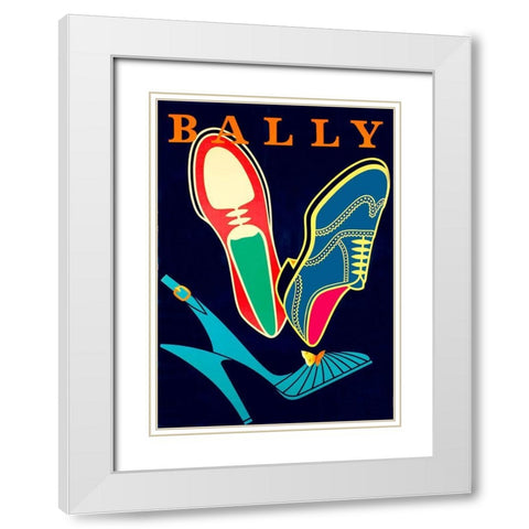Shoes Advert White Modern Wood Framed Art Print with Double Matting by Vintage Apple Collection