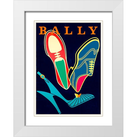 Shoes Advert White Modern Wood Framed Art Print with Double Matting by Vintage Apple Collection