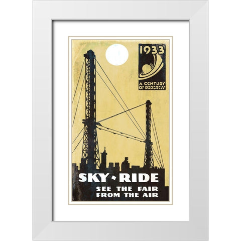 Skyride Yellow White Modern Wood Framed Art Print with Double Matting by Vintage Apple Collection
