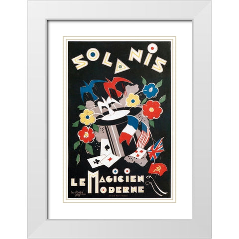 Solanis White Modern Wood Framed Art Print with Double Matting by Vintage Apple Collection