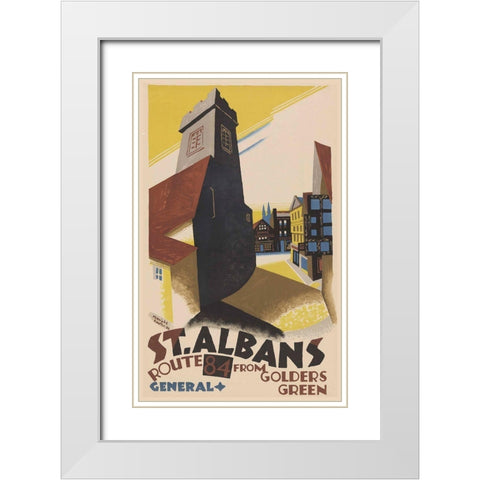 St. Albans White Modern Wood Framed Art Print with Double Matting by Vintage Apple Collection