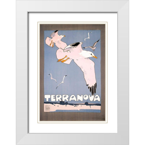 Terranova White Modern Wood Framed Art Print with Double Matting by Vintage Apple Collection