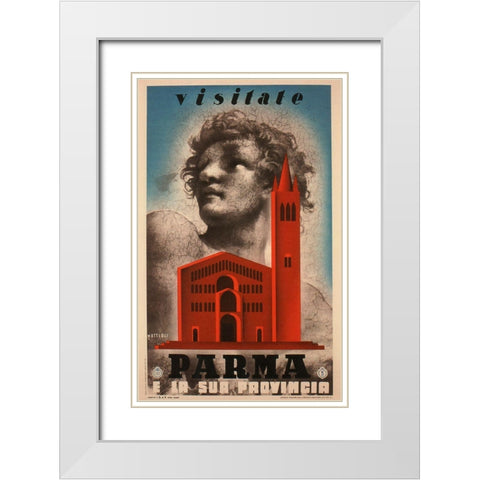 Visitate Parma White Modern Wood Framed Art Print with Double Matting by Vintage Apple Collection