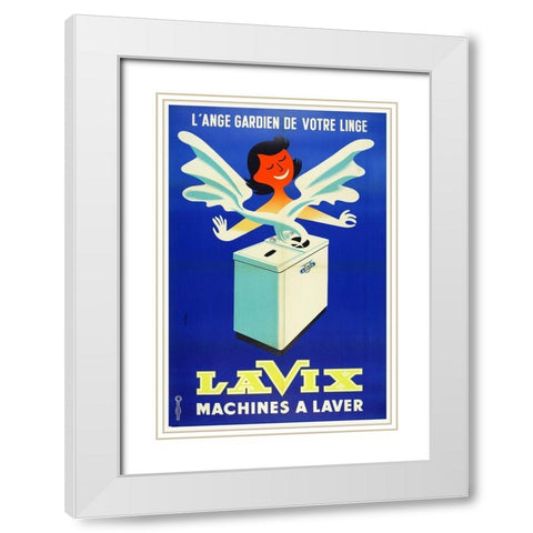 Washing Machine White Modern Wood Framed Art Print with Double Matting by Vintage Apple Collection
