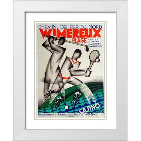 Wimereaux White Modern Wood Framed Art Print with Double Matting by Vintage Apple Collection