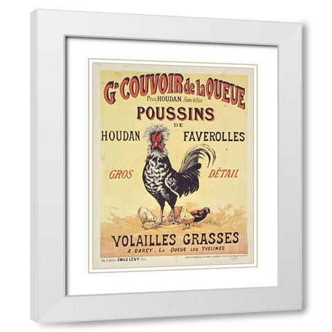 Poussins White Modern Wood Framed Art Print with Double Matting by Vintage Apple Collection
