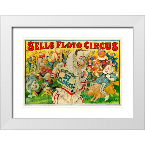 Sells Circus White Modern Wood Framed Art Print with Double Matting by Vintage Apple Collection