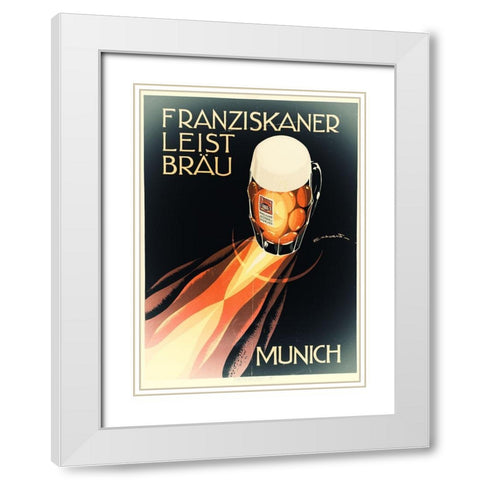 Beer Munich White Modern Wood Framed Art Print with Double Matting by Vintage Apple Collection