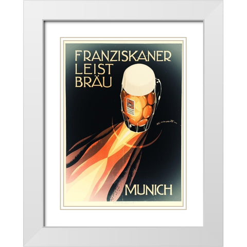 Beer Munich White Modern Wood Framed Art Print with Double Matting by Vintage Apple Collection