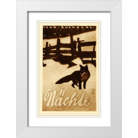 fox nite White Modern Wood Framed Art Print with Double Matting by Vintage Apple Collection