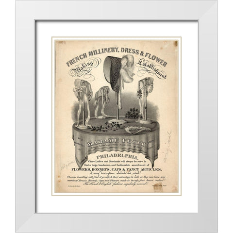 French Millinery White Modern Wood Framed Art Print with Double Matting by Vintage Apple Collection