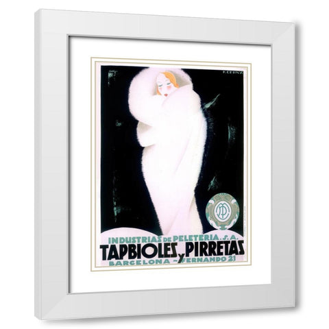 Art Deco Fur White Modern Wood Framed Art Print with Double Matting by Vintage Apple Collection