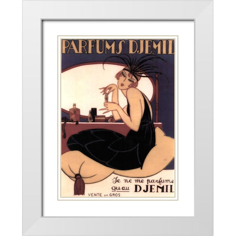 Art Deco Girl White Modern Wood Framed Art Print with Double Matting by Vintage Apple Collection