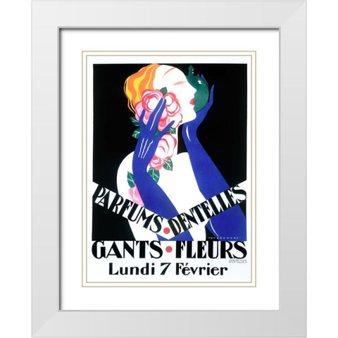 Art Deco Parfum White Modern Wood Framed Art Print with Double Matting by Vintage Apple Collection