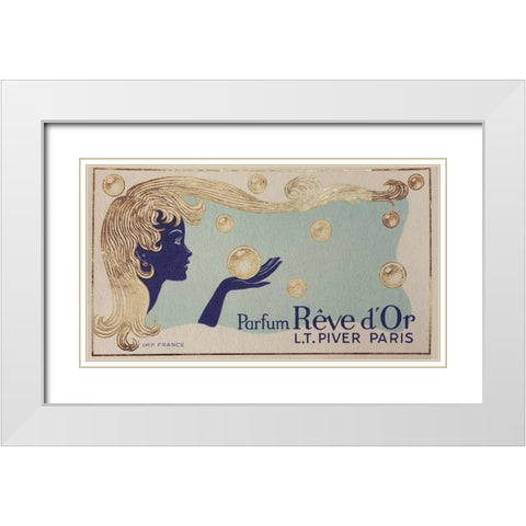 Art Deco Paris Parfum White Modern Wood Framed Art Print with Double Matting by Vintage Apple Collection
