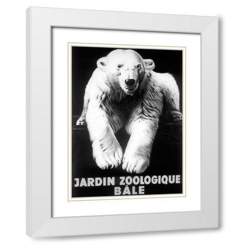 Bale Polar Bear White Modern Wood Framed Art Print with Double Matting by Vintage Apple Collection