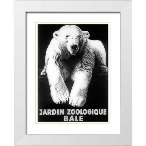 Bale Polar Bear White Modern Wood Framed Art Print with Double Matting by Vintage Apple Collection
